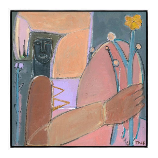 Marigold by Rebecca Jack in White Frame, Medium Art Print on Canvas For Sale