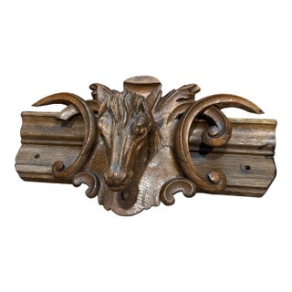 Equestrian Carved Wood Horse Head Architectural Salvage Wall Plaque For Sale