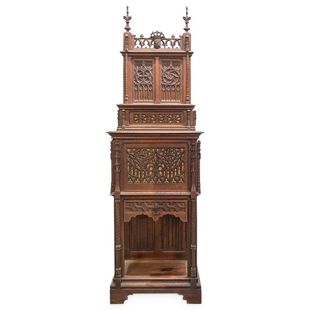 Gothic 19th Century French Gothic Revival Two Tiered Cabinet For Sale - Image 3 of 6