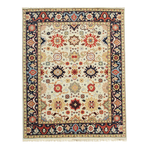 8x10 Violet Traditional Ivory Allover Floral Modern Handknotted Wool Carpet Rug