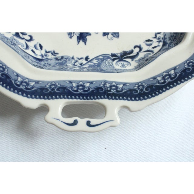 Ceramic Victora Ware Flow Blue Style Ironstone Vegetable Dish For Sale - Image 7 of 7
