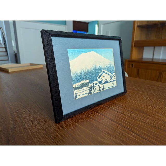 Framed Tomikichiro Tokuriki Woodblock Print "Winter Mt. Fuji" - Vintage 1970s Sōsaku Hanga For Sale - Image 4 of 6