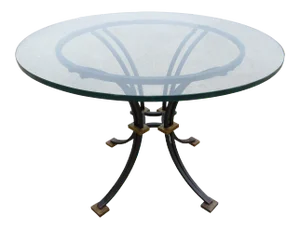 French Art Deco Iron and Gilt Center Table in the Manner of Jacques Adnet and Gilbert Poillerat