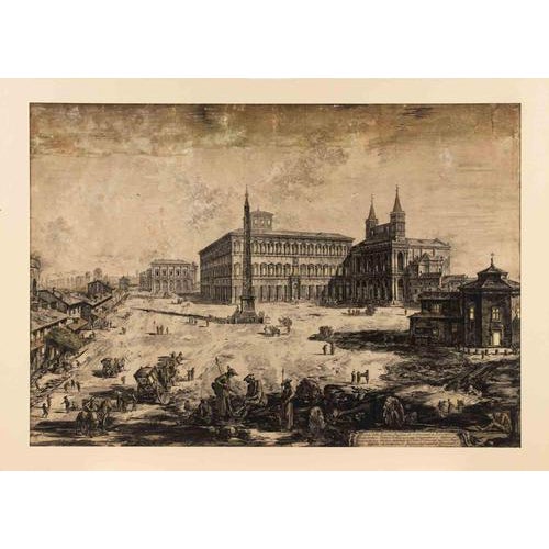 Giovanni Battista Piranesi, View of the Square of the Basilica of San Giovanni, 1775, Etching For Sale