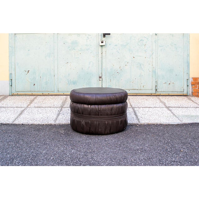 Brown Vinyl and Wood Pouf with Ladder and Compartment, Italy, 1960s For Sale - Image 8 of 8