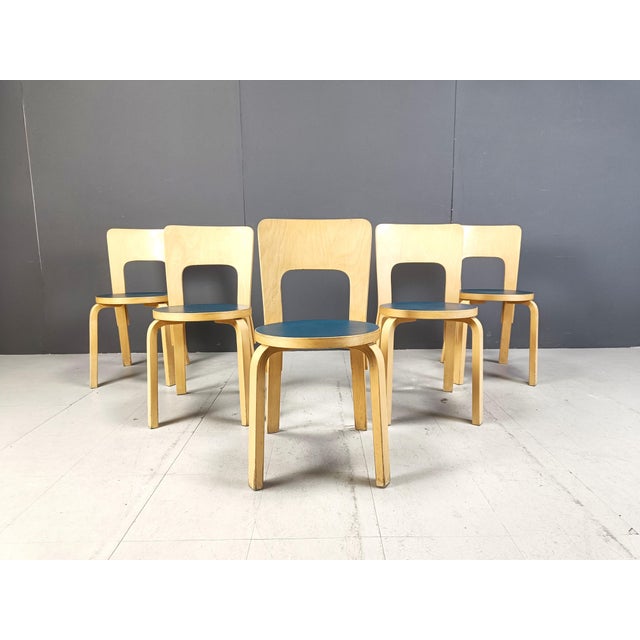 Model 66 Dining Chairs by Alvar Aalto for Artek, 1960s, Set of 5 For Sale - Image 16 of 16