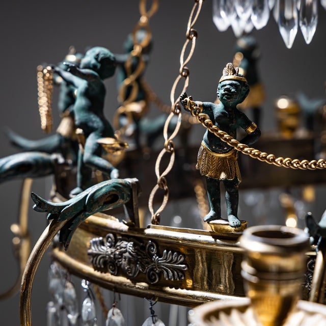 Traditional Chandelier with Figural Decoration, 1830 For Sale - Image 3 of 15
