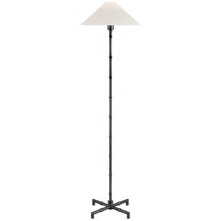 Visual Comfort Signature Grenol Floor Lamp in Bronze with Linen Shade For Sale