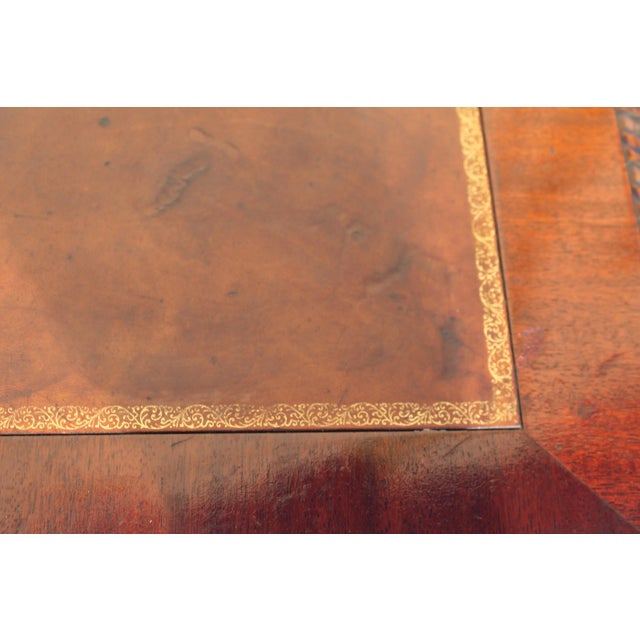 1940s Traditional Carved Wood 9 Drawer Writing Desk For Sale - Image 9 of 13