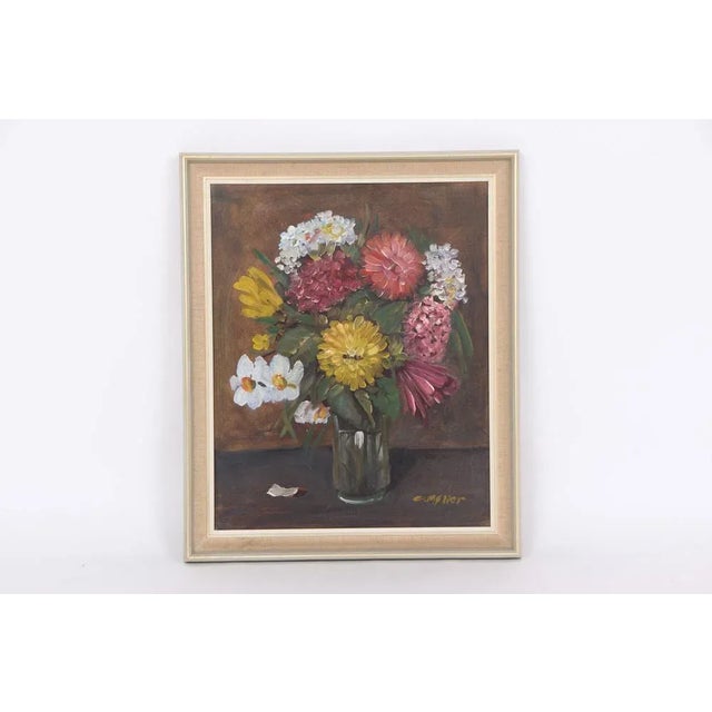 C. Møller, Flowers, 1960s, Oil on Canvas For Sale - Image 4 of 4