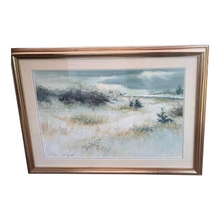1968 Eugene Sparks Signed Original Watercolor, “Provincetown,” Large Framed Cape Cod Winter Landscape For Sale