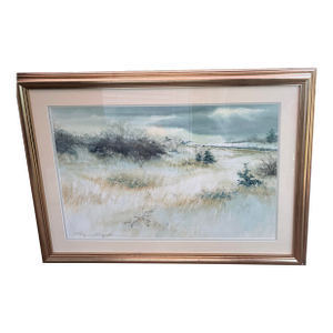 1968 Eugene Sparks Signed Original Watercolor, “Provincetown,” Large Framed Cape Cod Winter Landscape