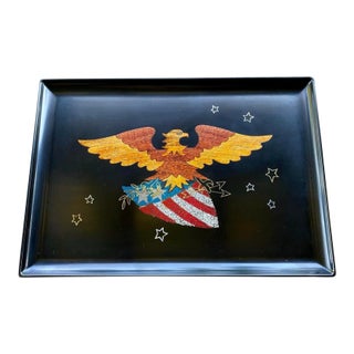 Vintage Couroc of Monterey Patriotic Eagle & Shield Inlaid Serving Tray For Sale