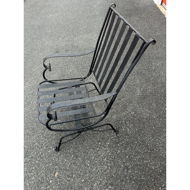 1970s Beautiful Vintage Wrought Iron Patio Set Table & 4 Rockers ~~ For Sale - Image 5 of 5