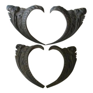 4 19thC Antique Bronze Architectural Elements, Acanthus Leaves For Sale