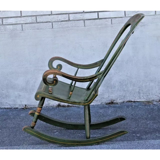 American 19th Century Hand Painted Large Rocking Chair For Sale - Image 3 of 10