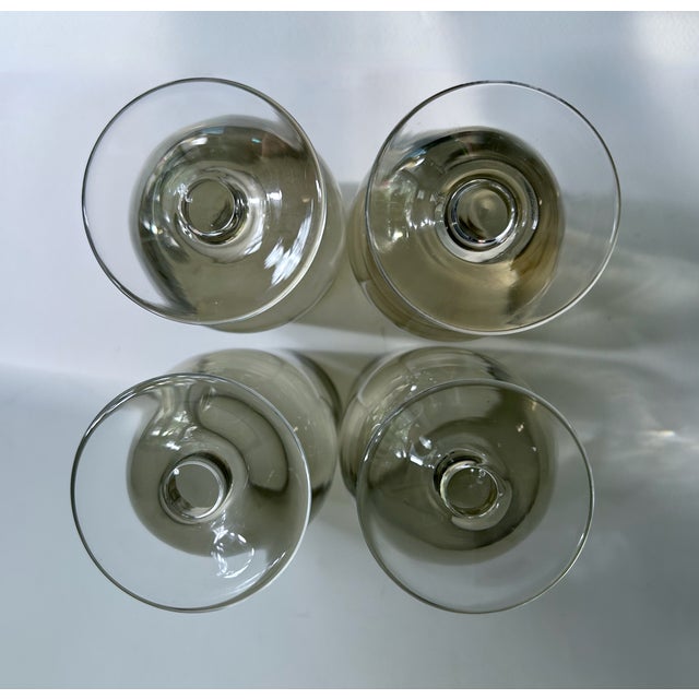 Tall Set of 4 Crystal Tawny & Clear Stem Glasses, 1970's For Sale - Image 15 of 18
