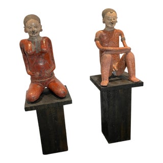 Vintage Mexican Nayarit Red Clay Terracotta Sculptures – Pre-Columbian Style – For Sale