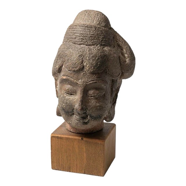 Terracotta Burmese Bodhisattva Head (1600-1700’s) For Sale