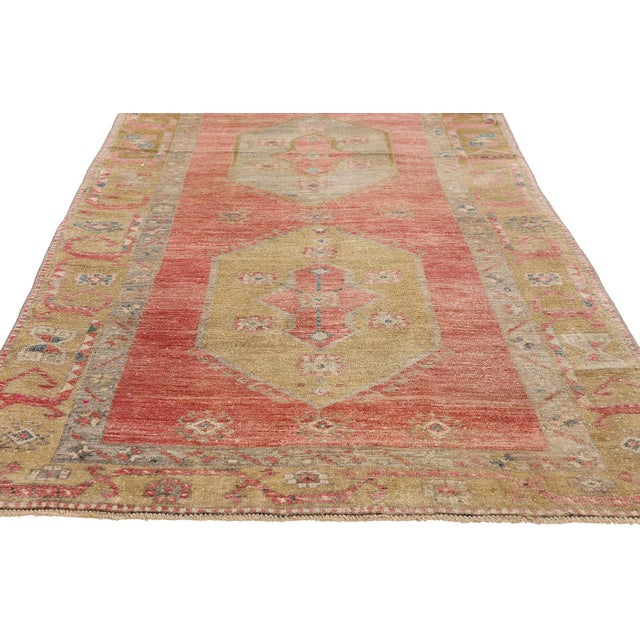 Vintage Turkish Oushak Rug, 03'03 X 12'00 For Sale - Image 4 of 10