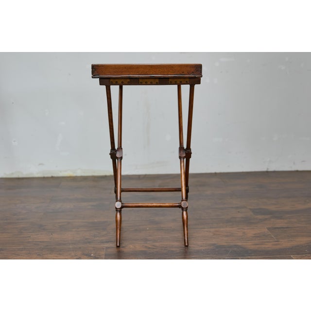 19th Century English Tray on Stand Mahogany Side Table with X-Form Base For Sale - Image 10 of 12