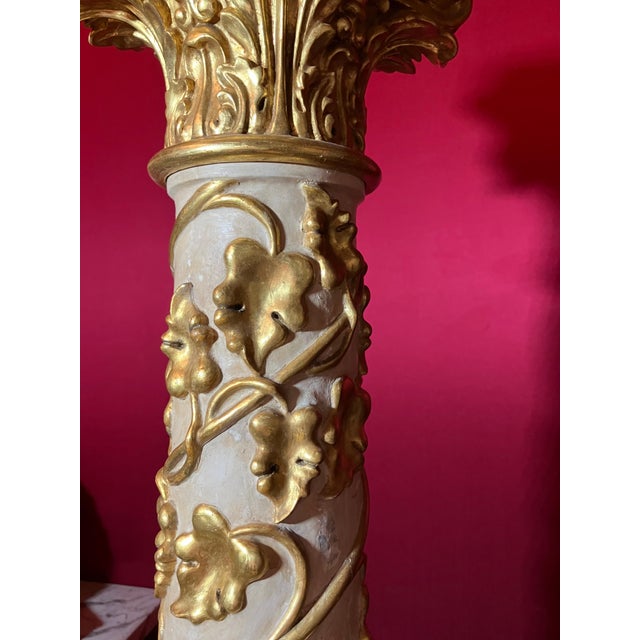 19th Century Italian White Lacquered and Gold Leaf Pedestal For Sale - Image 3 of 12