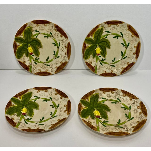 1970s Banana Tree Plates, 8” Wide, Hand Painted - Set of 4 For Sale - Image 9 of 9