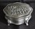 Textile Vintage Metal Trinket Box Lion Paw Feet Santa Sleigh Jewelry Box Velvet Lined For Sale - Image 7 of 15