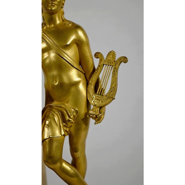 Gold Empire Golden Bronze Clock from Leroy Palais Royal, Early 19th Century For Sale - Image 8 of 18