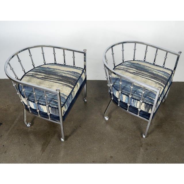 Late 20th Century Late 20th Century Pair of Chrome Barrel Lounge Chairs For Sale - Image 5 of 14