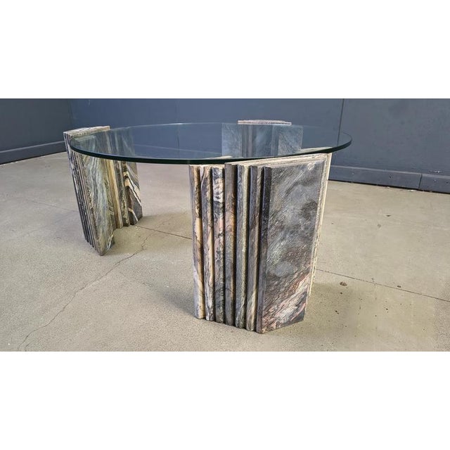 Vintage Italian Marble and Glass Coffee Table, 1970s For Sale - Image 4 of 11