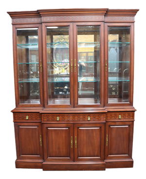 Henkel Harris Wild Black Cherry Breakfront China Cabinet, 1996