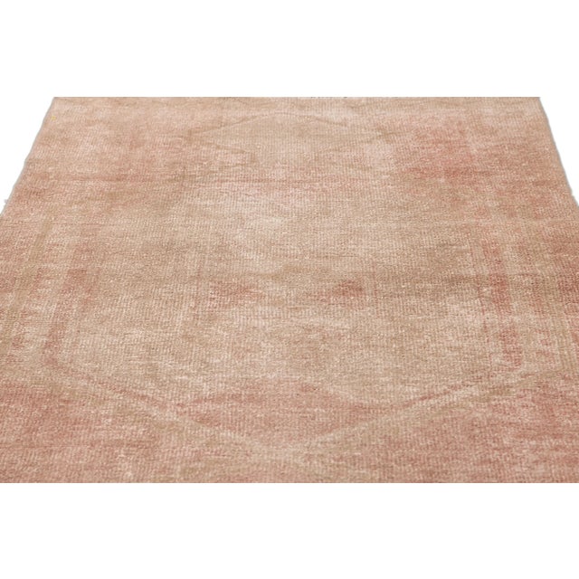 Peach Vintage Turkish Handmade Peach Tribal Wool Runner For Sale - Image 8 of 10