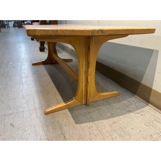 Mid Century Modern Trestle Base Style Solid Maple Bench or Coffee Table. For Sale - Image 10 of 11