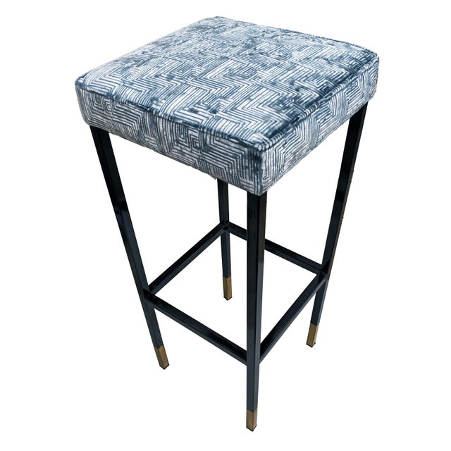 Vintage Italian Stools in Painted Iron and Brass, 1970s, Set of 2 For Sale - Image 4 of 4