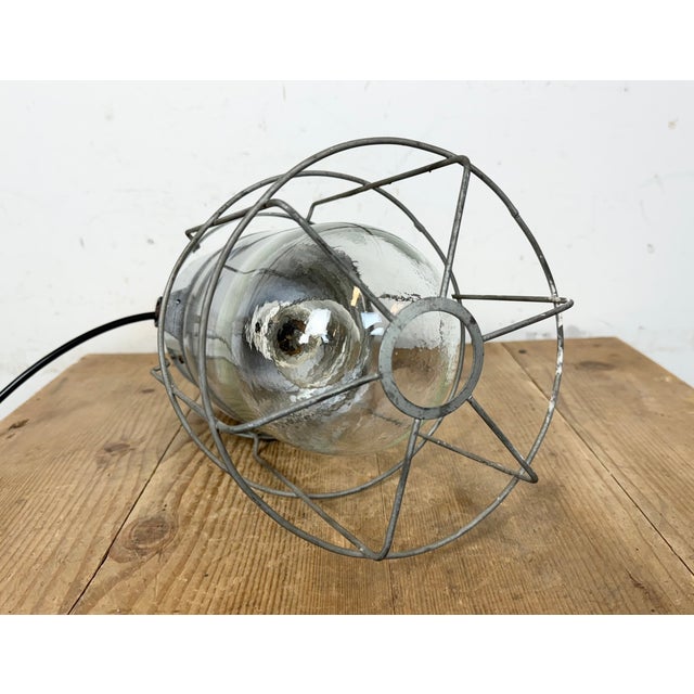 Industrial Aluminium Cage Light with Clear Glass from Elektrosvit, 1970s For Sale - Image 12 of 15