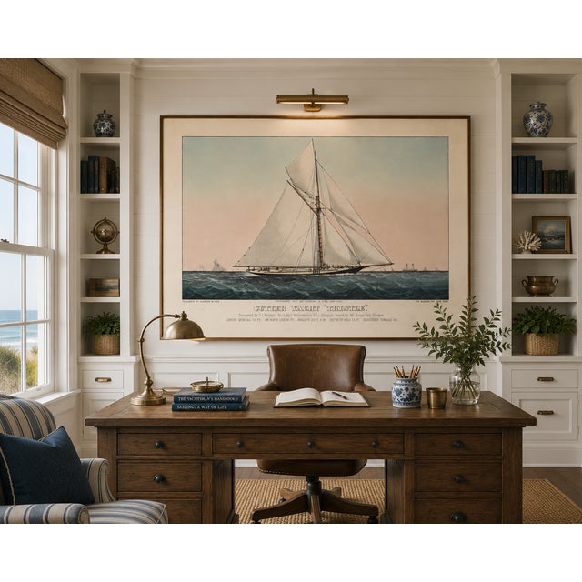 Cutter Yacht Thistle, Vintage Art Print Reproduction, 30" X 20" For Sale - Image 9 of 10