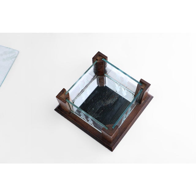 Art Deco Jewelry Box in Facet Cut Glass and Oak, 1930s For Sale - Image 10 of 11