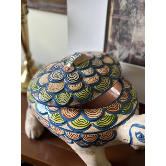 Vintage Mexican Tlaquepaque Folk Art Terracotta Turtle Tureen / Lidded Covered Dish For Sale - Image 4 of 7