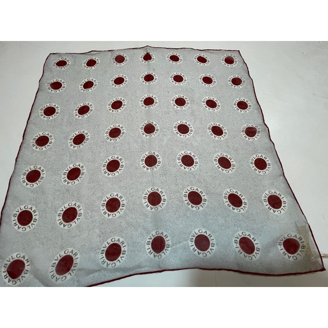 BVLGARI Red Dot Logo Silk Scarf Bulgari For Sale - Image 10 of 12