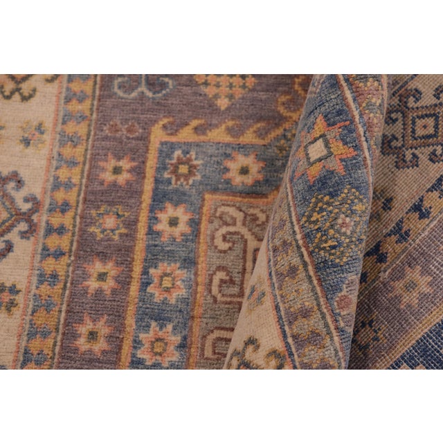 Textile Southwestern Kazak Rustic Light Gray/Light Blue Wool Rug - 3'10''x5'10'' For Sale - Image 7 of 10