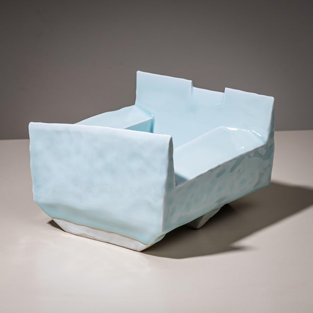 Ice-Blue Bowl "Kayho No. 13" (Jap. 華俑 Luxuriant Pottery Palace) by Ceramic Artist Masamichi Yoshikawa, 21st Century For Sale In New York - Image 6 of 12