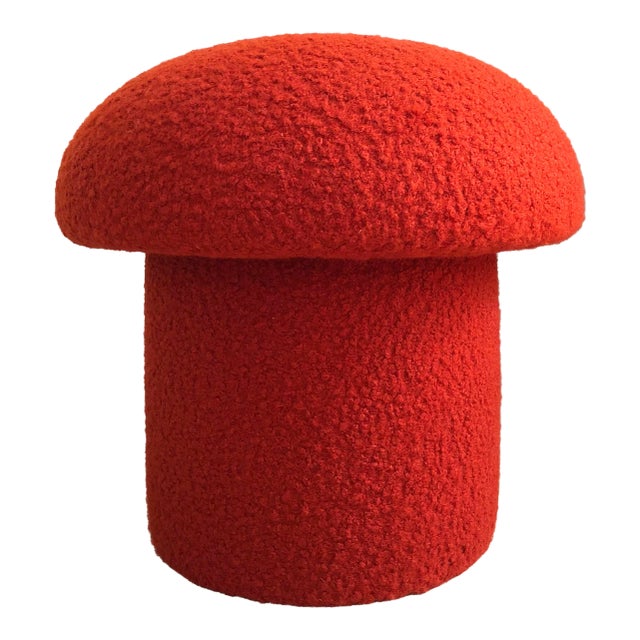Persimmon Boucle Mushroom Ottoman For Sale