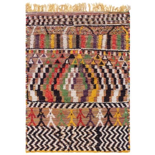 Doris Leslie Blau Mid-Century Vintage Moroccan Tribal Ivory Hand-Knotted Rug For Sale