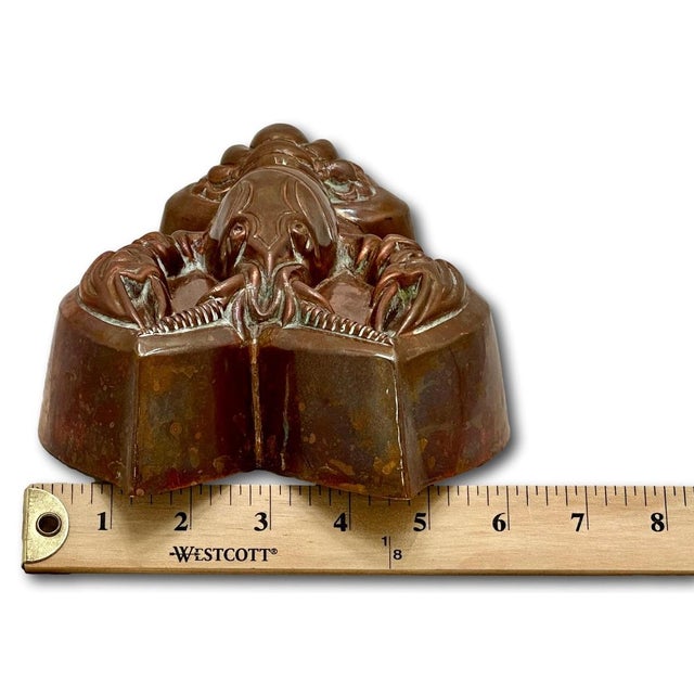 Rare Original Matching Pair of Early 1900s Antique Germany Hand Wrought Solid Copper Lobster Kitchen Molds For Sale - Image 17 of 18