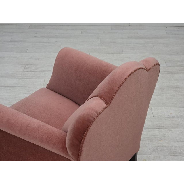 Danish Armchair in Velour and Oak, 1950s For Sale - Image 13 of 18