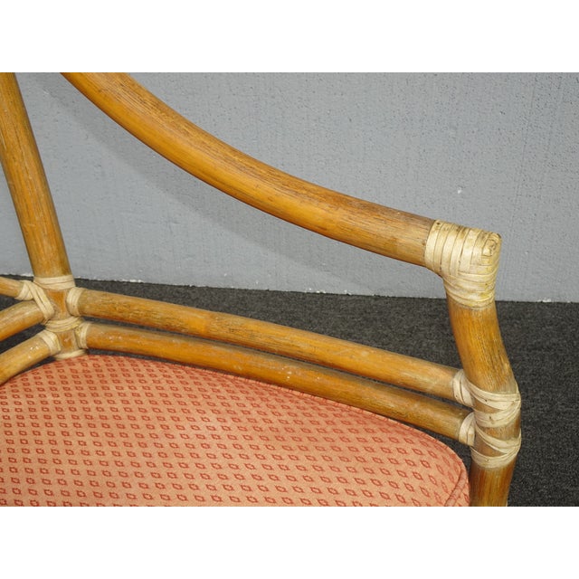 Vintage McGuire Mid Century Target Back Bamboo Arm Chair ~Dining Chair W Leather For Sale - Image 9 of 12