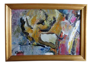 Harold Davies Abstract Composition Oil Painting on Paper