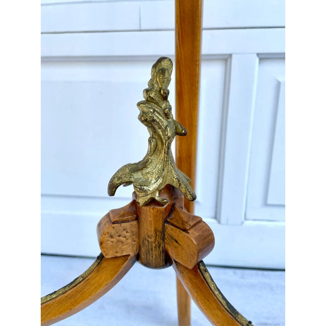 Wood Antique French Green Marble and Brass Pedestal Stand For Sale - Image 7 of 12