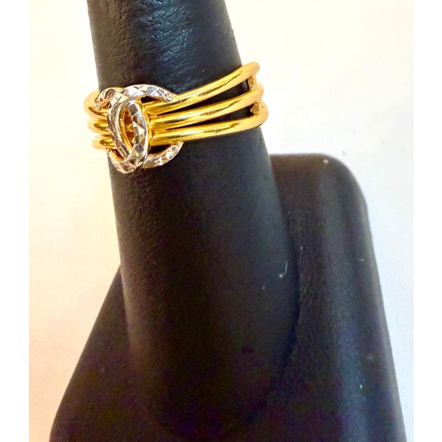 Gold Three Band Two Tone 22 Karat Yellow Gold , 4.5 Gm , CC Ring Size 8.5 For Sale - Image 8 of 8